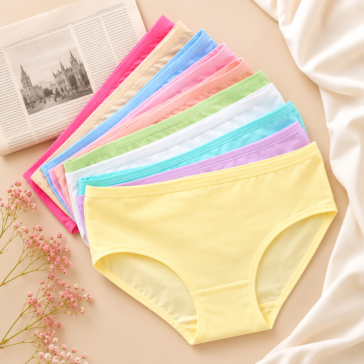 Girls’ Cotton Hipster Panties - Pack of 5 | Soft, Comfortable & Lightweight Everyday Kids’ Underwear