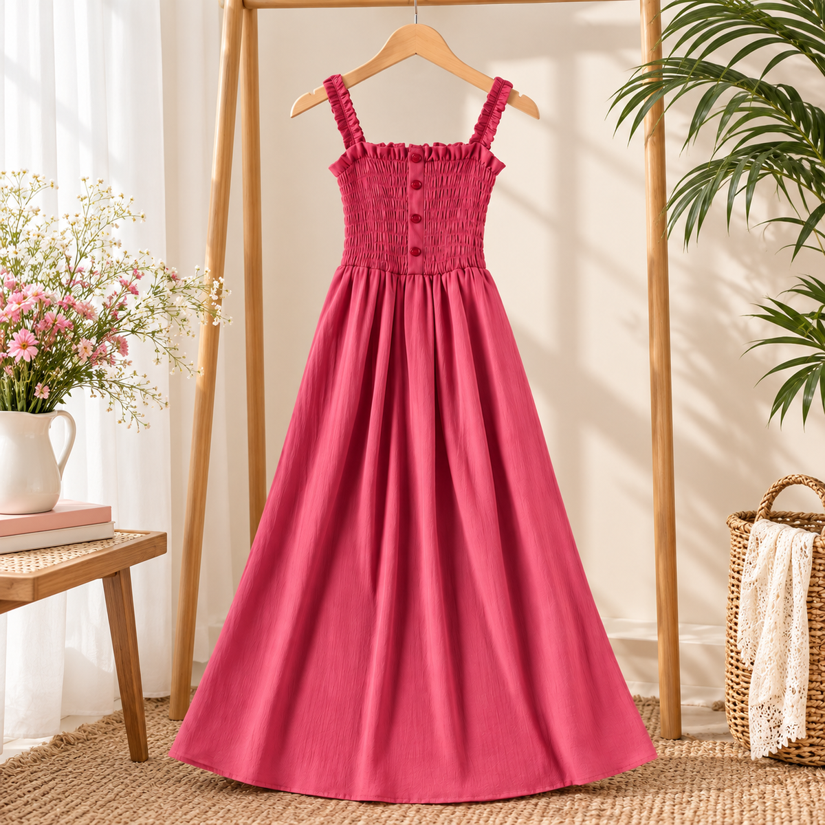 omen’s & Girls’ Pink Floral Party Dress | Elegant Festive, Birthday & Special Occasion Wear