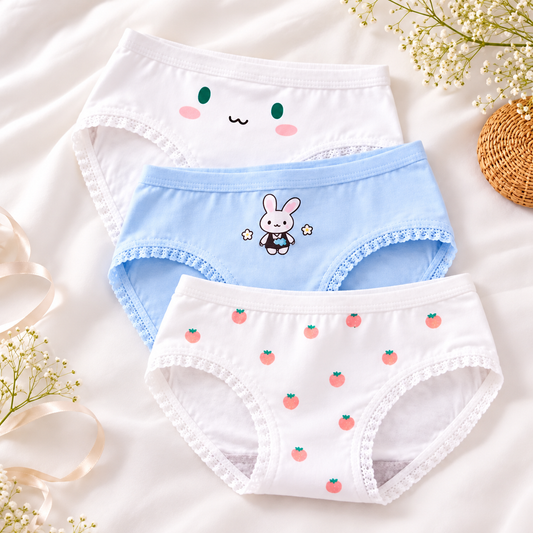 Pack of 3 Girls’ Cotton Printed Panties | Soft, Comfortable & Breathable Daily Wear Underwear